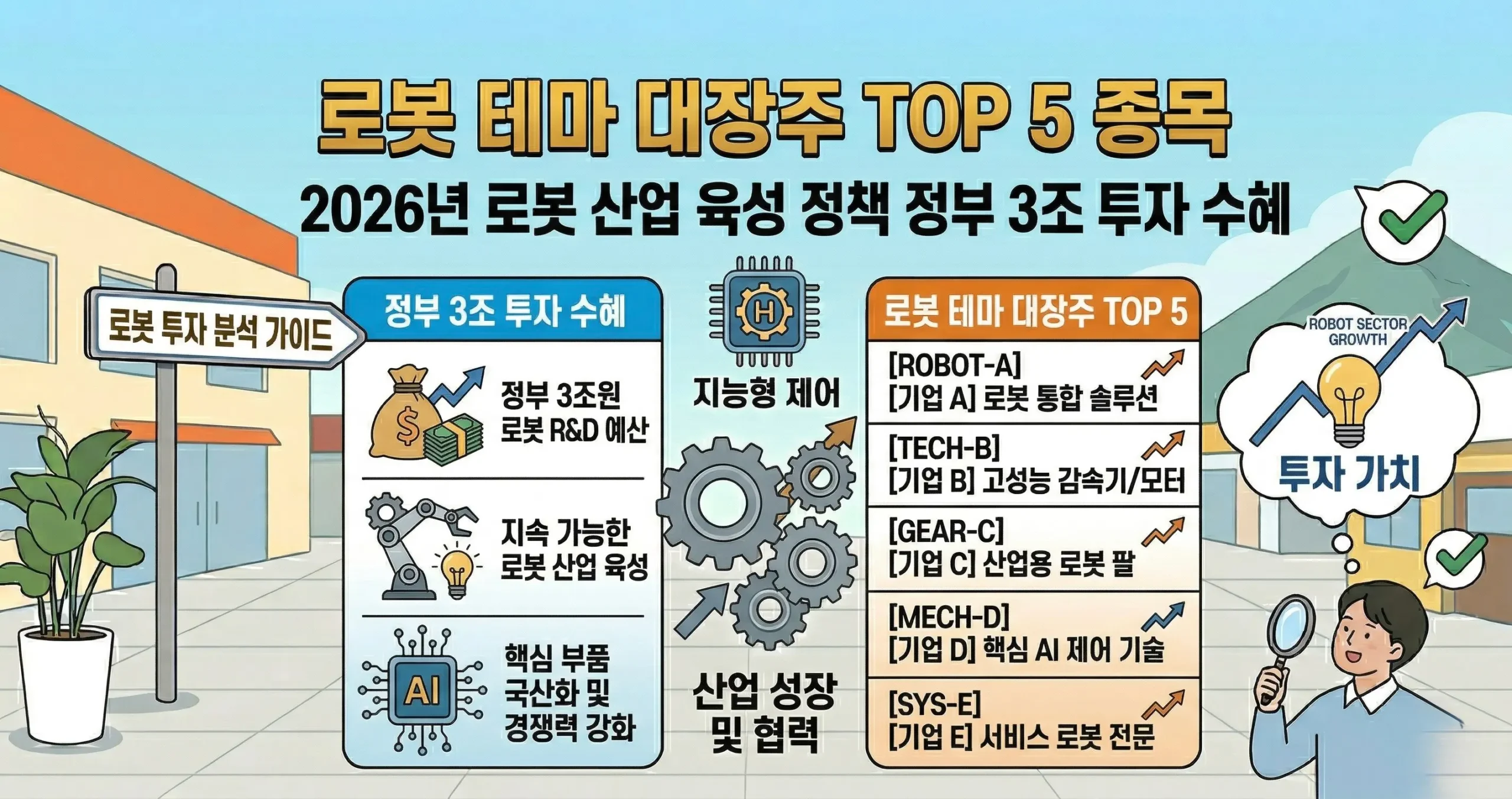 로봇 테마 대장주 TOP 5 종목 2026년 로봇 산업 육성 정책 정부 3조 투자 수혜