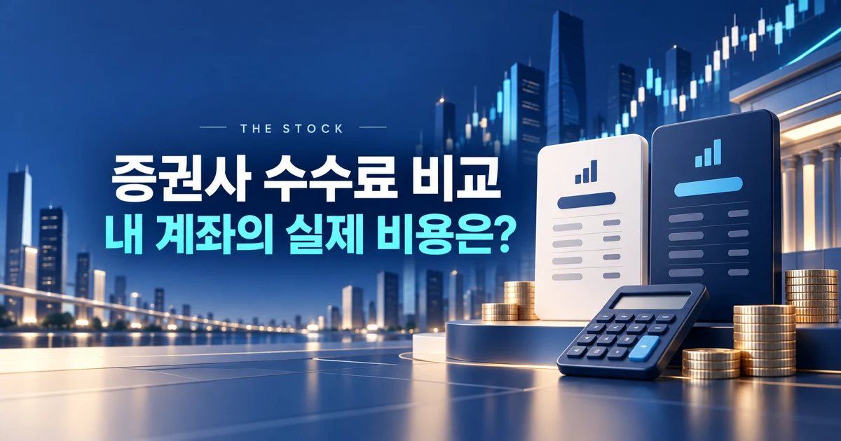 증권사 수수료 비교를 위해 두 계좌의 거래 비용과 계산기를 나란히 표현한 이미지