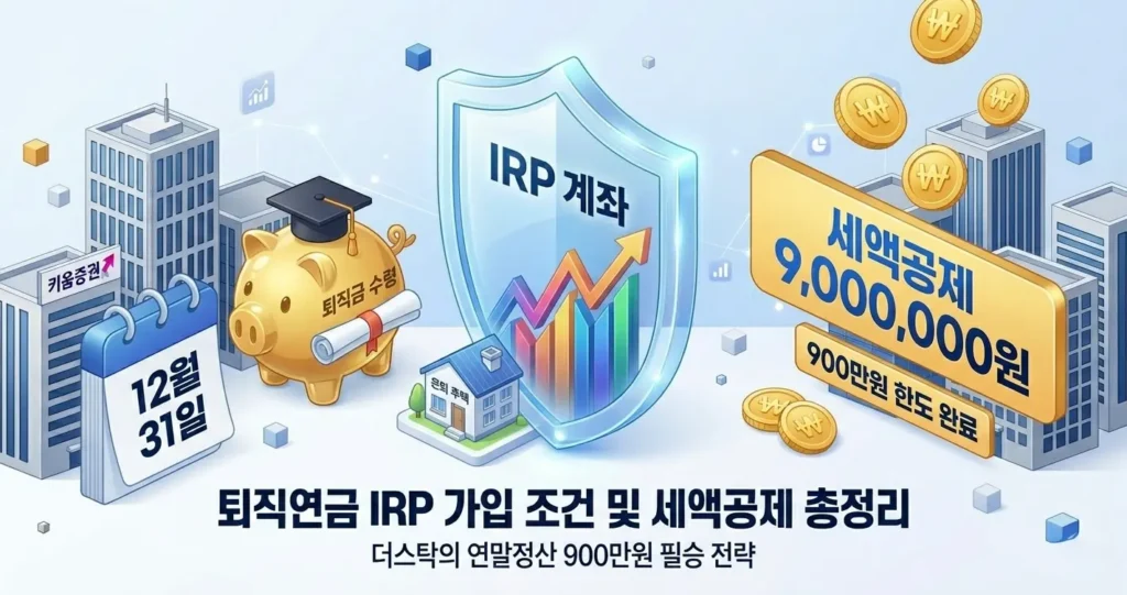 퇴직연금 IRP 가입 조건 및 세액공제 혜택 900만원 한도 채우는 법