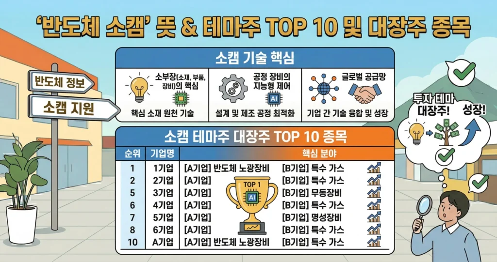 반도체 소캠 뜻 관련 테마주 TOP 10 및 대장주 종목