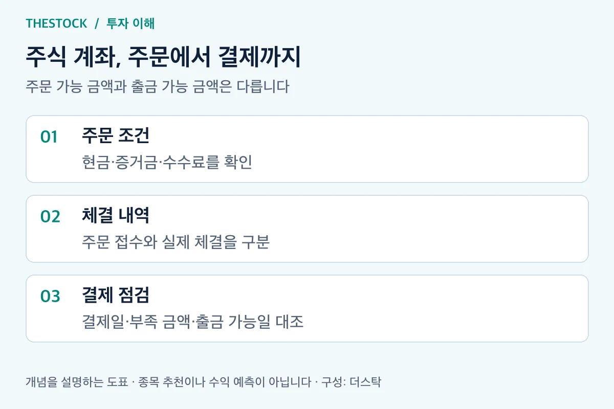 더스탁 국내 주식 거래 시간 관련 개념과 확인 순서 도표