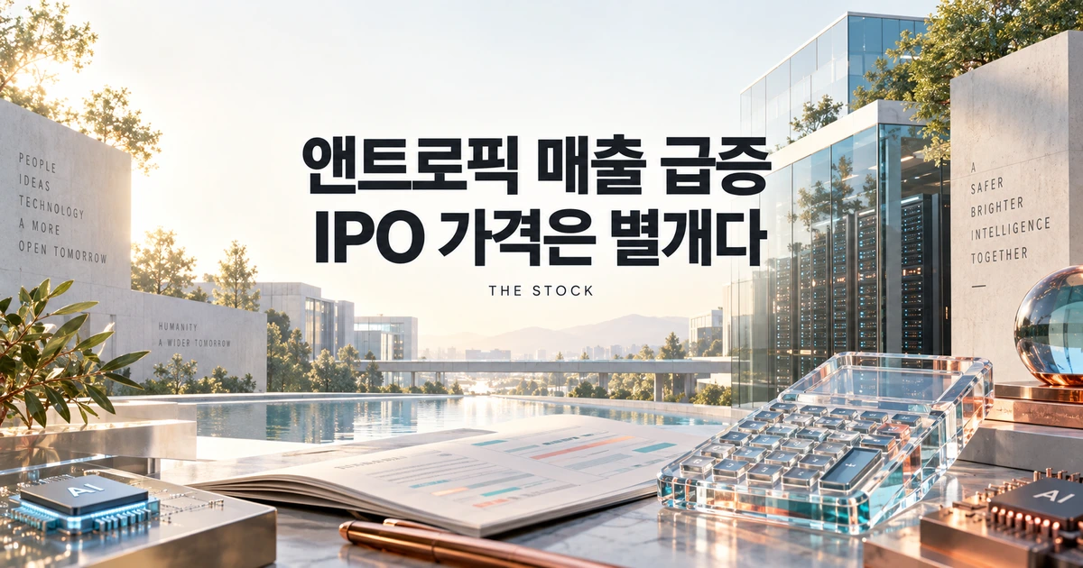 앤트로픽 매출 성장과 IPO 기업가치 평가를 표현한 AI 서버·재무 장부 이미지