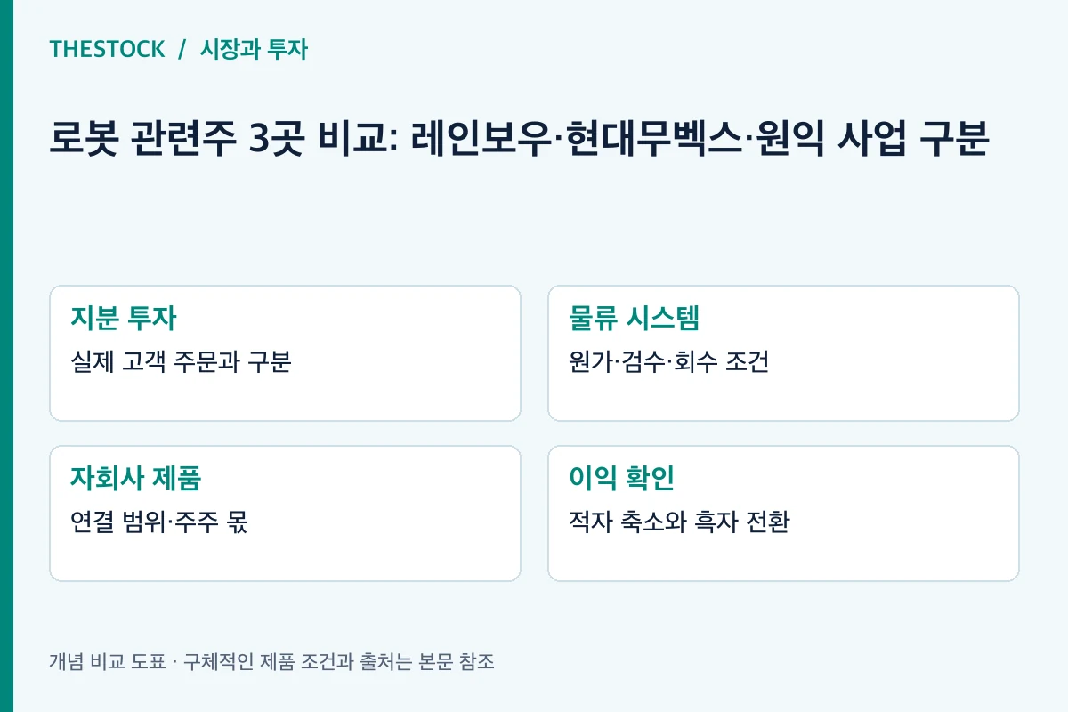 지분 투자: 실제 고객 주문과 구분; 물류 시스템: 원가·검수·회수 조건; 자회사 제품: 연결 범위·주주 몫; 이익 확인: 적자 축소와 흑자 전환